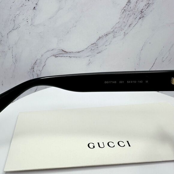 New GUCCI Sunglasses Black Gold Interlocking GG Logo 54-19-140 mm - Picture 6 of 16